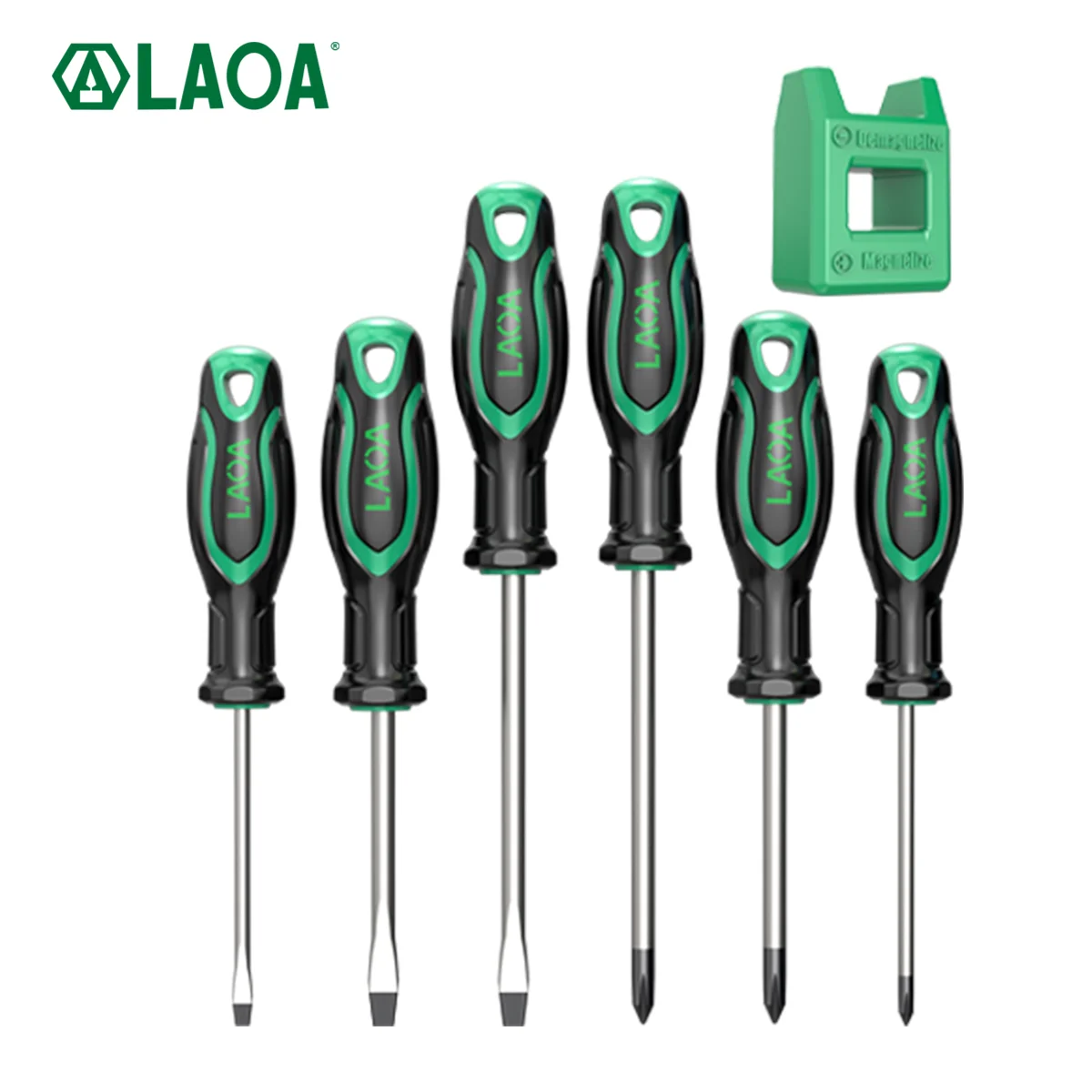 LAOA 스크루 드라이버 세트, 자력기 캔버스 백 포함, Cr-V 스크루 드라이버 슬롯 및 필립스 스크루 드라이버 수공구 키트, 6 개, 9 개