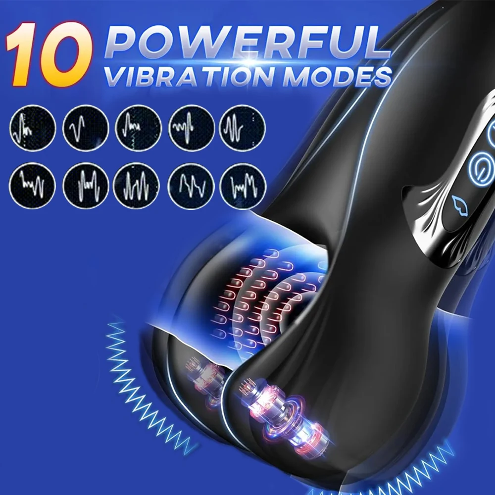 Male Glans Stimulate Massager Penis Delay Trainer Vibrator Bite Male Masturbator Auto Oral Climax Adult Sex Toy for Couple Male Sex Toys
