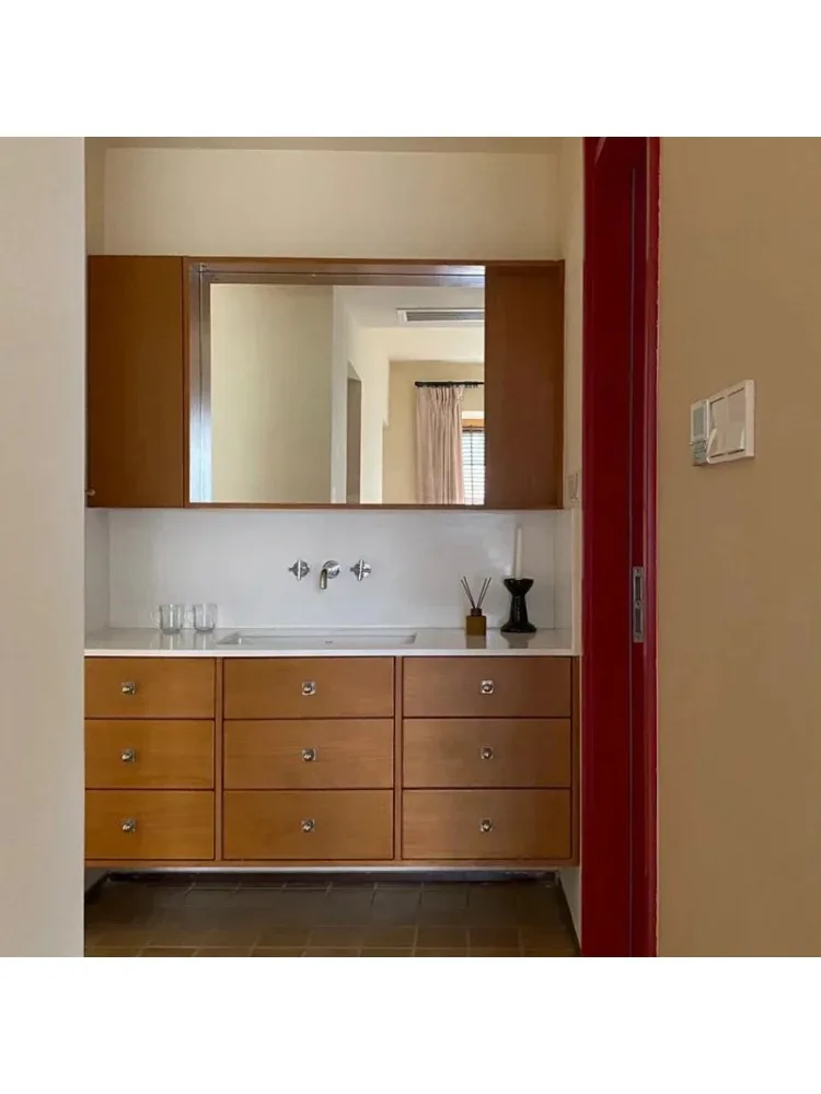 Cabinet Floor Bathroom Space Saving Narrow Furniture Mirrors Multifunction Home Column Storage Small Closet Wooden Wc