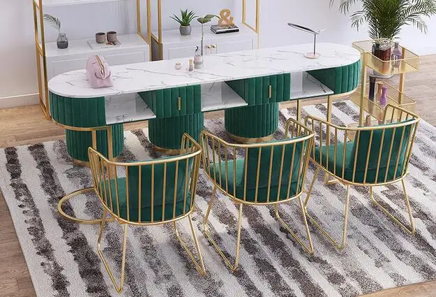 Nordic net red marble manicure shop decoration table and chair set single and double manicure table simple mo