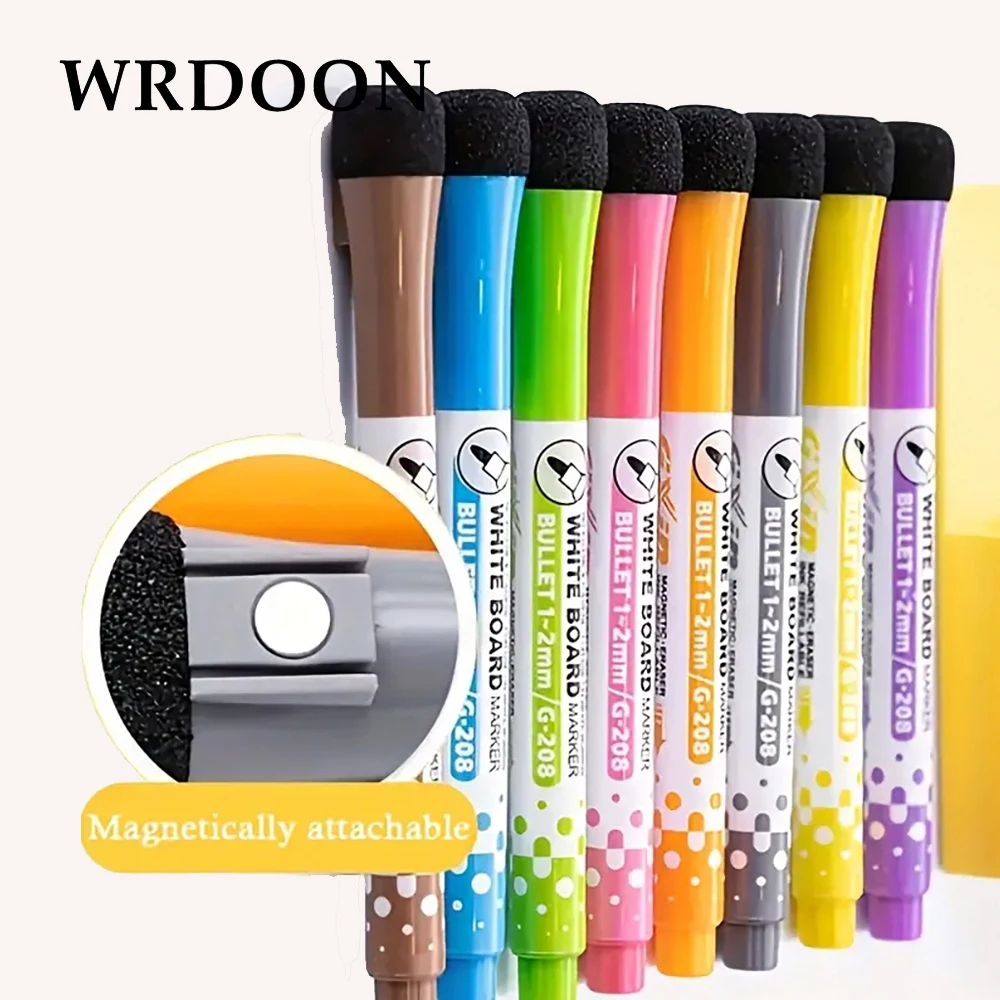 

8pcs Colors School Classroom Whiteboard Pen Dry White Board Markers Built In Eraser Student Children's Drawing Pen Stationery