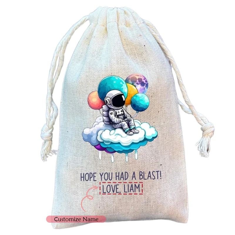 5 Stück personalisierte Hope You Had A Blast! Weltraum-Astronauten-Geschenktüte mit Kordelzug, Geburtstagsfeier, Babyparty-Dekorationszubehör – Detail 4