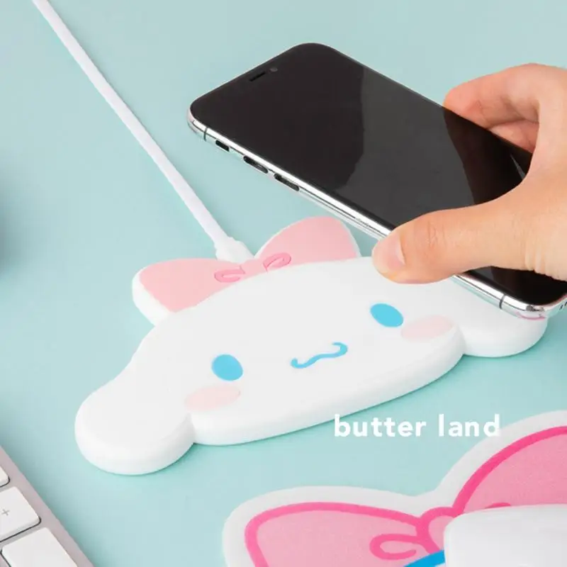 

Sanrios Kawaii Hellokittys Cinnamoroll My Melody Kuromi Pompom Purins Anime Wireless Charger Cute Dolls Model Portable Chargers