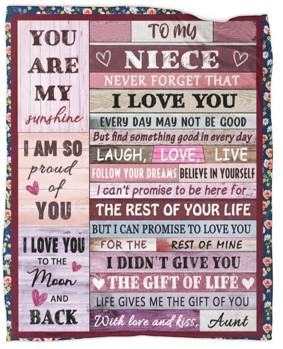 

to My Niece from Aunt Throw Blanket Birthday Gifts Ultra-Soft Micro Fleece Blankets for Bed Couch Travel Beach