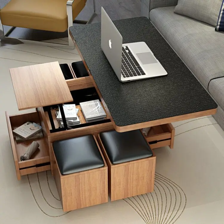 Mesa de comedor móvil plegable con rueda multidireccional Mesa de cocina de  madera gabinete de almacenamiento portátil Mesa Centro Elevable - AliExpress