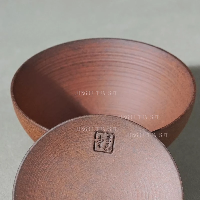 Vintage Ceramic Coarse Ceramic Old Rock Mud Chinese style Tea Cover Bowl Household Single Anti scald Tea Maker