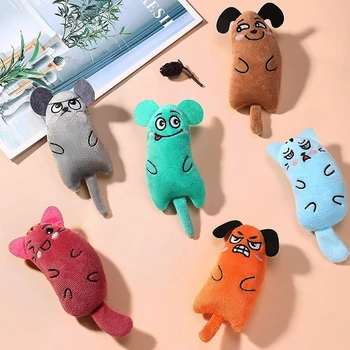 Hot-selling cartoon cat puppy toys bite-resistant puppy plush material teeth grinding cleaning interactive pet toys