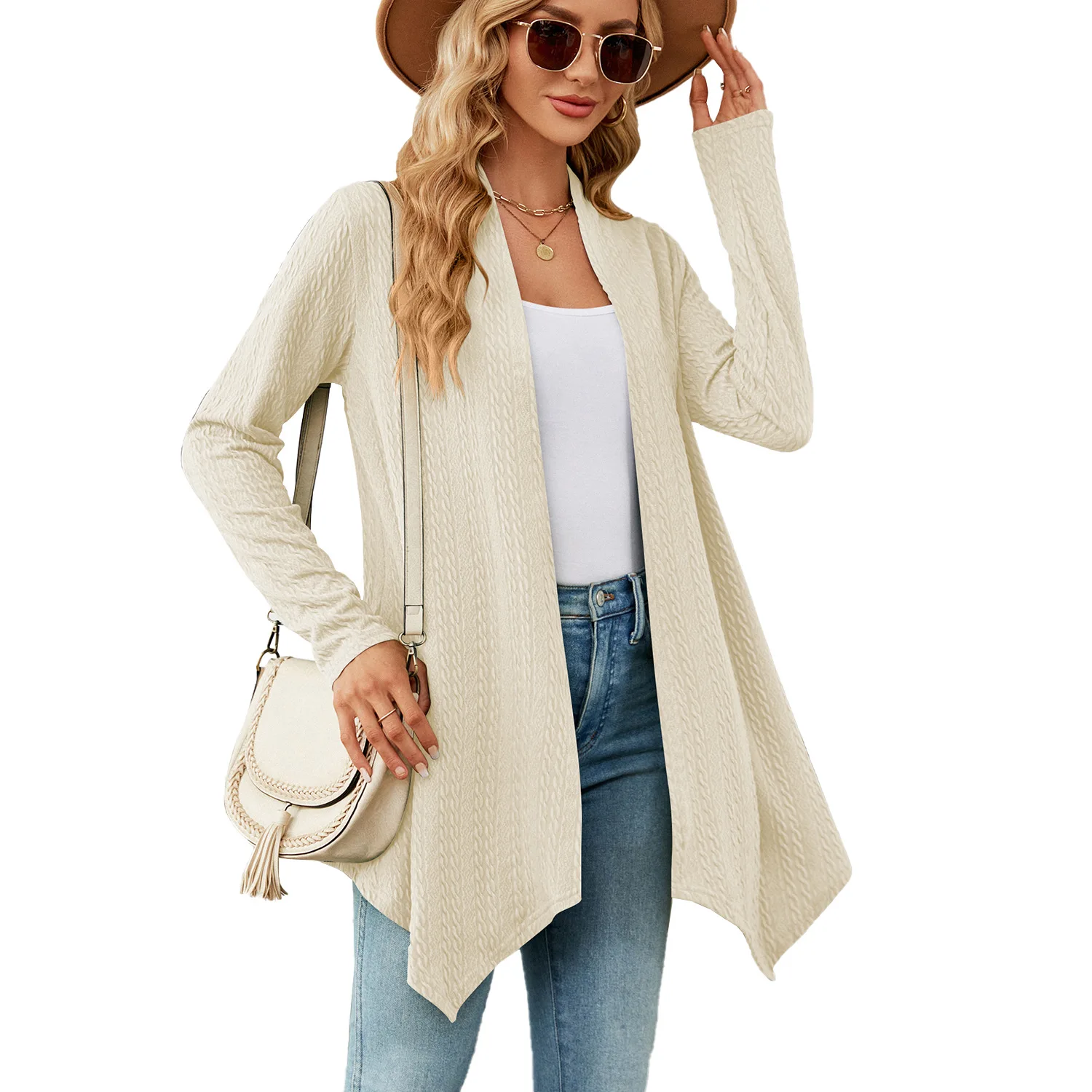 

2023 Women's Autumn and Winter New Solid Color Loose Long-sleeved Cardigan Jacket Ladies Long Cardigan Women