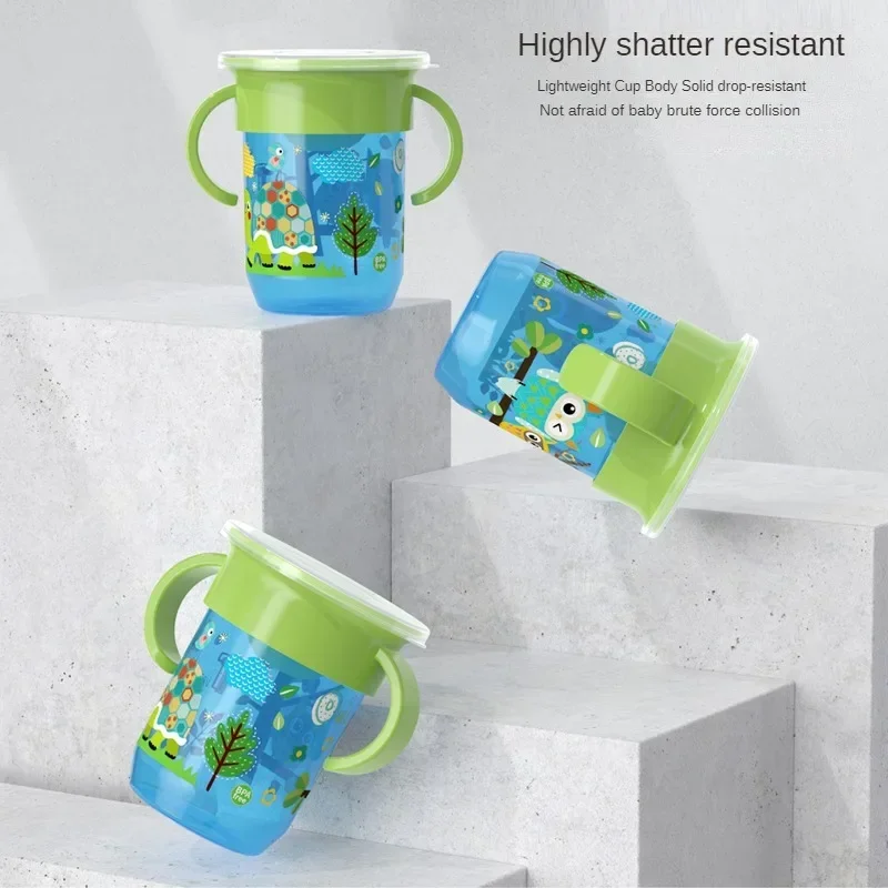 Drinking Cup 360 Rotated Cartoon Baby Learning Drinking Cup with Double Handle Flip Lid Leakproof Infants Water Cups Bottle BPA Free with Lid drinking cup water cup feeding cup