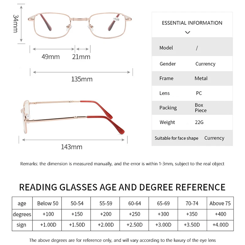 Reading Glasses Men Women Folding Spectacles Spectacles Frame TR Glasses +1.0 +1.5 +2.0 +2.5 +3.0 +3.5 +4.0 With Leather Case