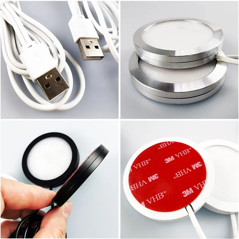 Led USB Spotlight 2 in One 6W 10W DC 5V RGB With Remote for Jewelry Cabinet Showcase Counter Ceiling Mini Spot Light USB plug led cabinet light led showcase spotlight