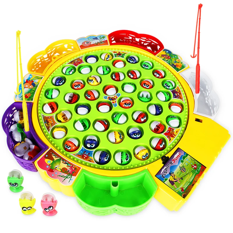 Electric Rotating Magnetic Fishing Toys Play Game Music Spinning Fish Plate Water Party Musical Sports Toy Set Children Kid Gift 5