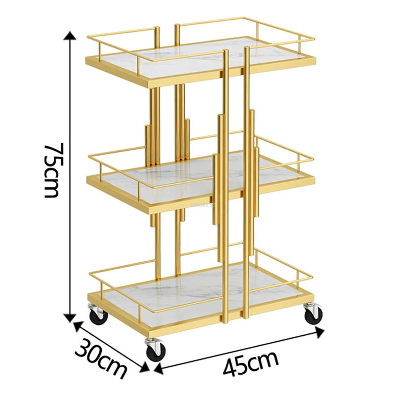 Light Luxury Iron Art Salon Trolleys Manicure Mobile Tool Trolley Simple Home Multi-layer Storage Rack Modern Salon Furniture