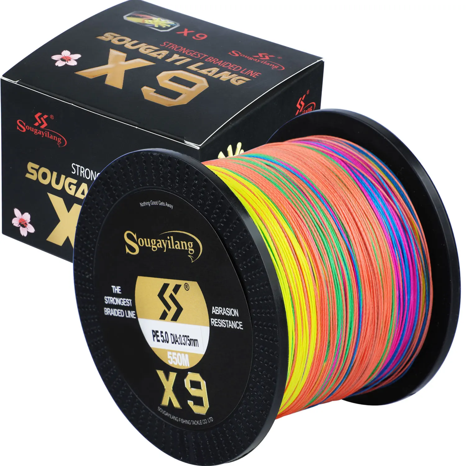 Fishing Line Sougayilang X9 Braided Fishing Line 550M 350M 150M 17-97LB Multifilament Fishing Line 0.128-0.405mm Super Strong PE Pesca