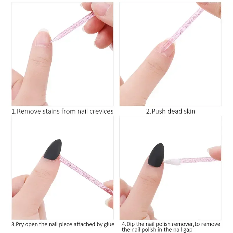 End Nail Art Cuticle Pusher Reusable Crystal 50/100Pcs Stick Double Cuticle Remover Tool Pedicure Care Nails Manicures Tools