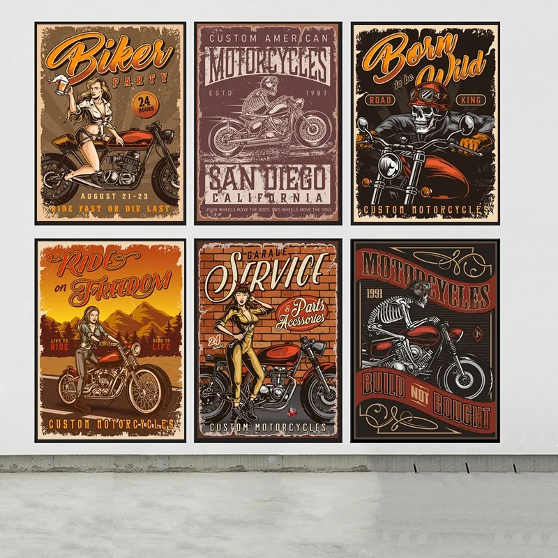 

Vintage Posters Motorcycles Garage Modern Canvas Paintings Posters and Prints Wall Art Pictures for BathRoom Decoration Cuadros