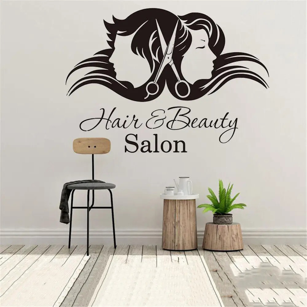 Hair & Beauty Salon Wall Sticker Vinyl Window Decor Barber Shop Sign Hairstyle Barbershop Wall Decals Removable Murals