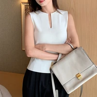 Women V-neck Good Quality Breathable Sleeveless Knit Tank Top 2024 Spring Summer New In Chic Top  MinimalStyle - Image 5