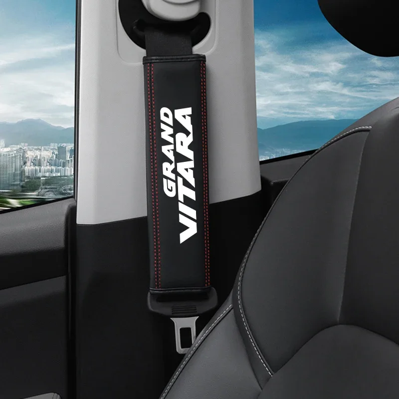 스즈키 그랜드 비타라용 소가죽 자동차 인테리어 시트 벨트 보호대 커버, 자동차 액세서리, 1pc