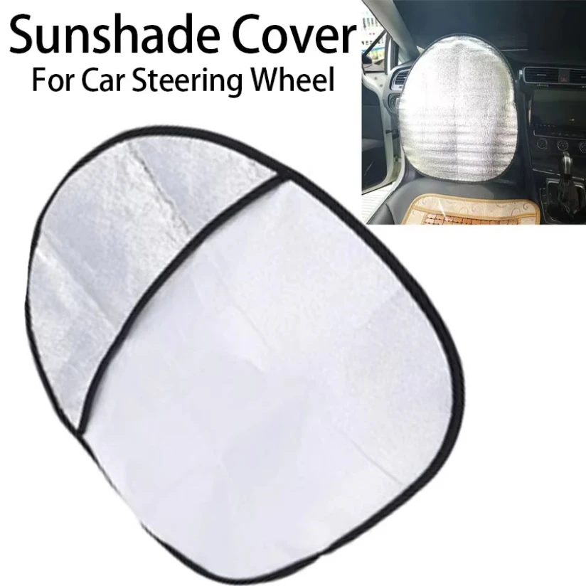 Enhanced Silver Foldable Anti-UV Car Steering Wheel Sun Shade Cover