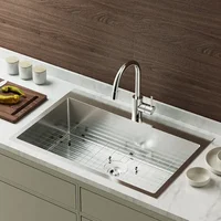 Top mount Kitchen Sink Drop-in, Farmhouse Kitchen with Protector 18 Gauge, Workstation Sink 1