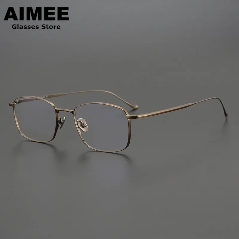 

Japanese Pure Titanium Square Glasses Frame Men's Ultralight Business Optical Eyeglasses Vintage Prescription Eyewear Gafas New