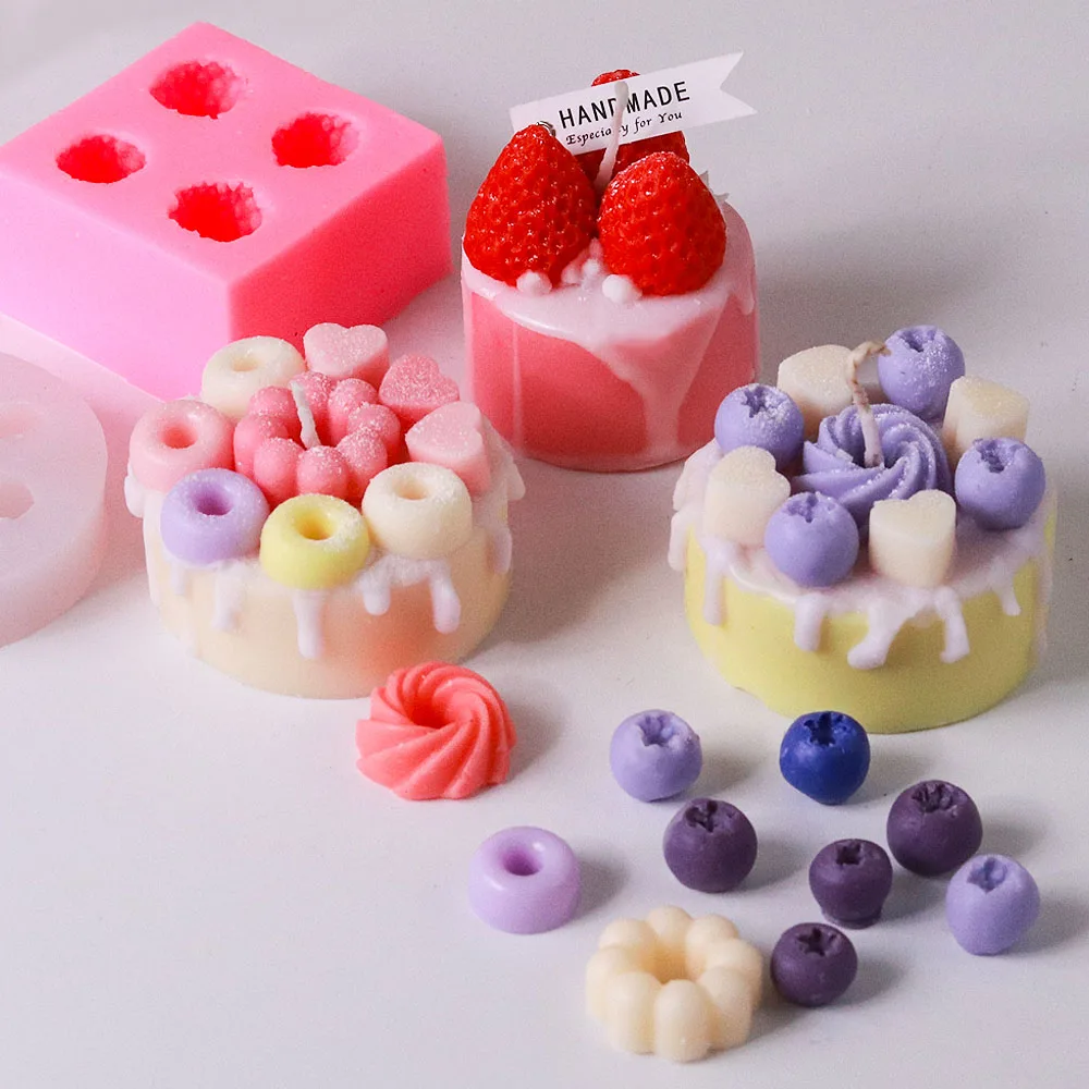 55 Compartment Heart Shape Silicone Candle Mold DIY Small Love Cake Chocolate Baking Mould Ice Tray Food Safe Kitchen Supplies
