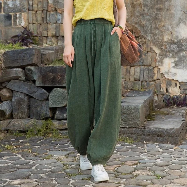 Pantalones De Mujer Con Bolsillos Pantalones De Chándal De Pierna Ancha