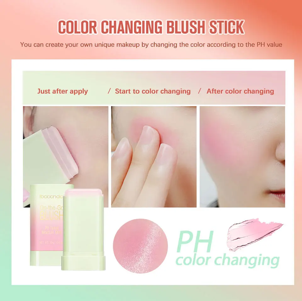 Description Picture 6 of itemBlush Stick Tinted Moisturizer for Eyes Lips Cheeks In Shy Pink Ph Color Change Multi-Use Makeup Blush Stick Waterproof