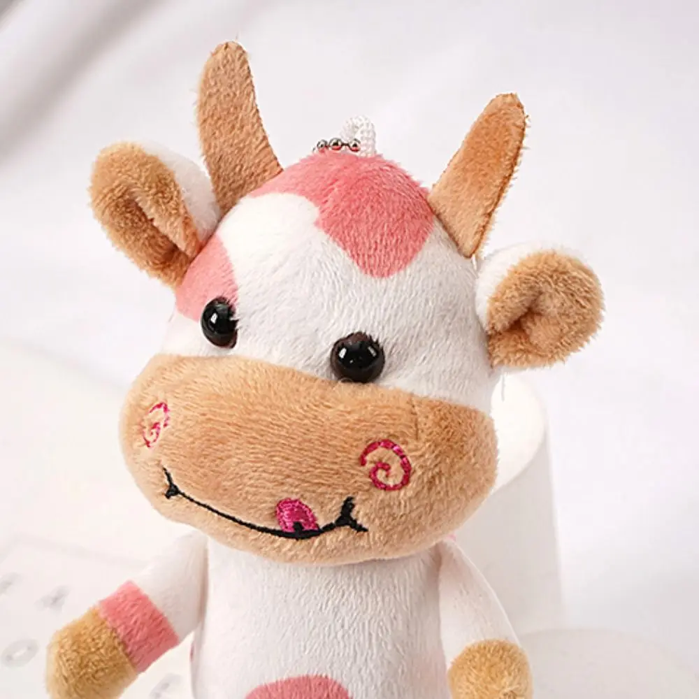 Plushie Milk Cow Plush Keyring Soft PP Cotton Plush Spotted Cow Key Chain Creative Cute Animal Stuffed Doll Keychain Bag Pendant