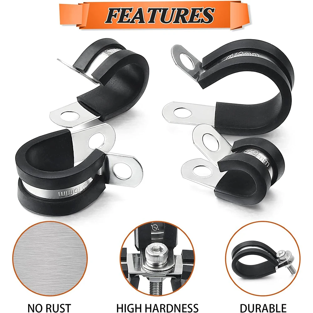 Swpeet Kit assortito di 50 morsetti per cavi in acciaio inossidabile 304, da 6 a 16