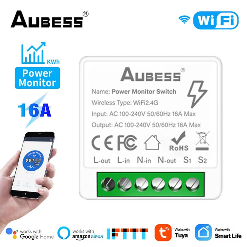 

Смарт-переключатель Tuya с Wi-Fi, 16 А, 2-сторонний, с голосовым управлением
