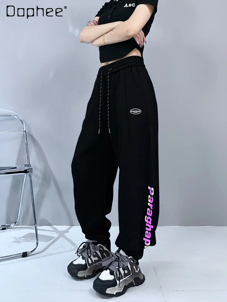 Streetwear Thin Sweatpants for Women 2023 Summer New Loose Casual Letters Jazz Dance Pants Harem Wide-Leg Sports Pants Female