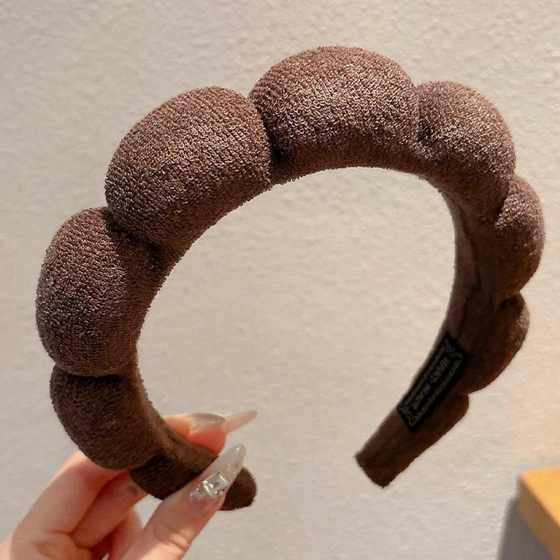 1 Stück Haarband für Damen, modisches Haarband in Kaffeefarbe, Cloud Fried Dough Twists High Skull Top Haarband, zum Waschen des Gesichts, Baden, Make-up – Detail 9