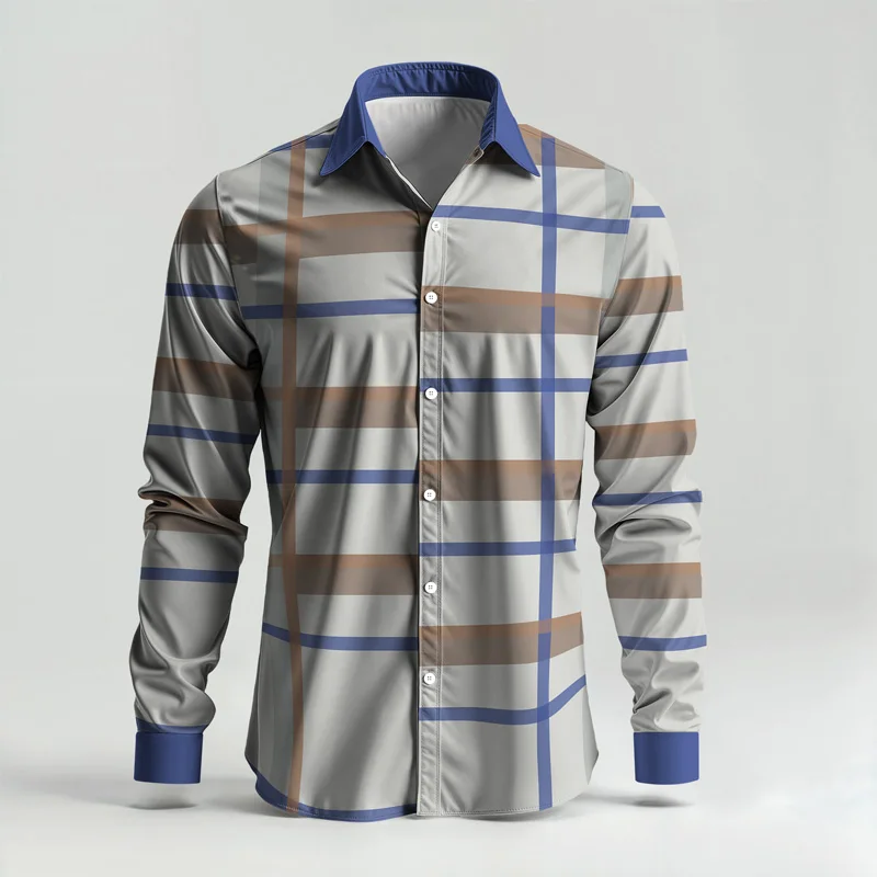 Set di camicie da uomo primavera estate 2025, stampate, alla moda, semplici, in due pezzi, a maniche lunghe, stile urbano di alta qualità_voghion.com