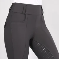 MXLLINA Riding Equestrian Leggings Women Sport Tights Full Silicone 4 Ways Stretch Horse Riding Pants with Phone Pocket Clothing 2