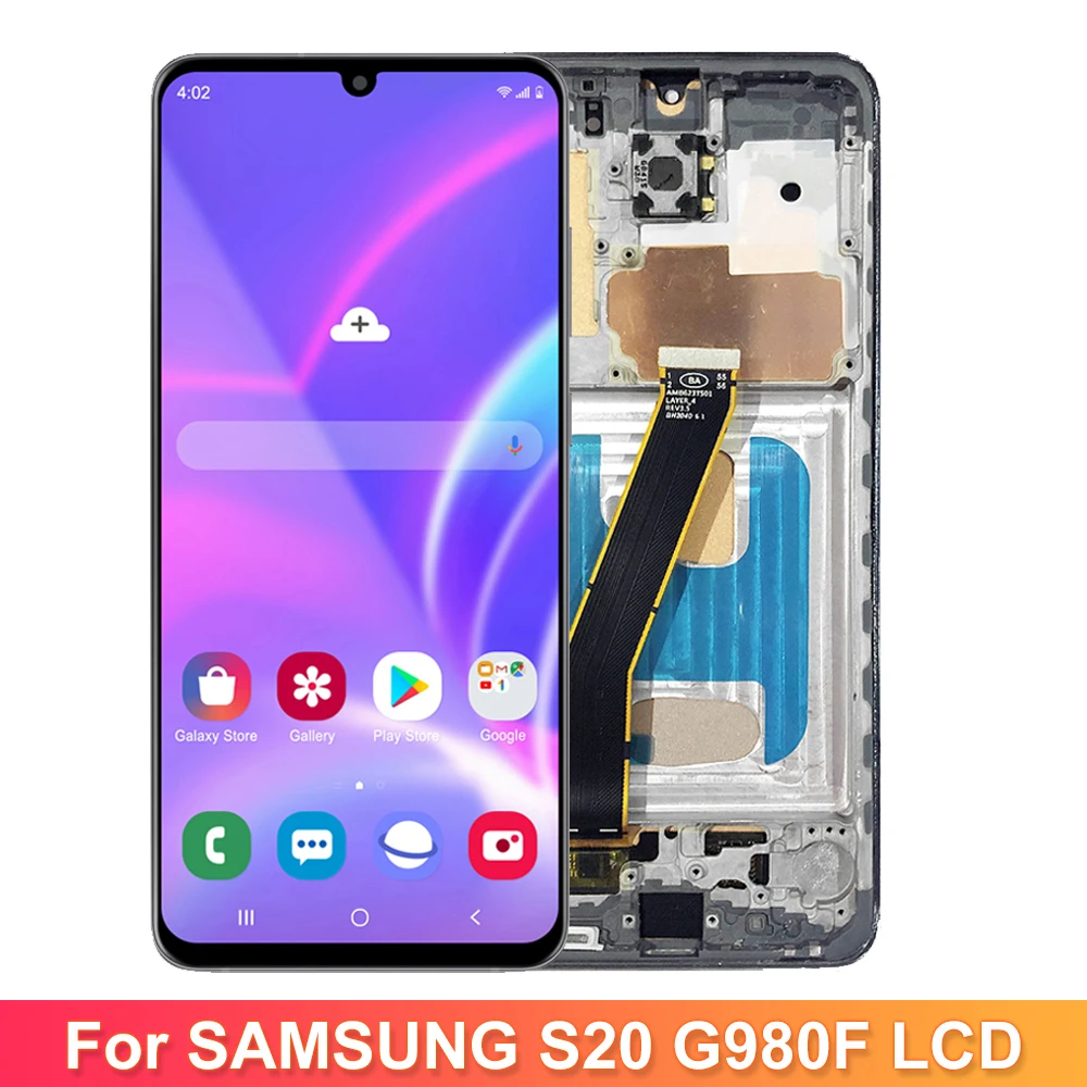 

Cellphone S20 LCD Parts For Samsung Galaxy S20 G980 G980F G980F/DS LCD Display Touch Screen Digitizer Assembly with Frame