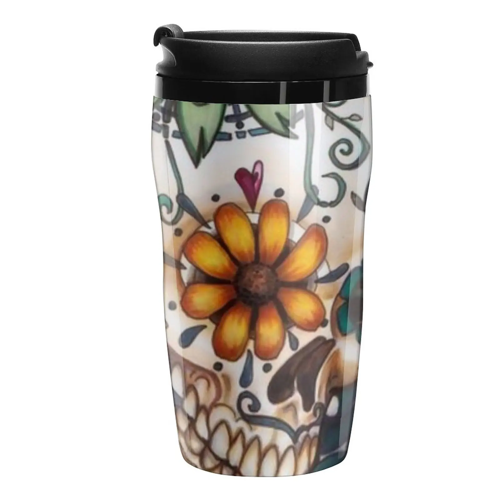 

New Sugar skull Travel Coffee Mug Thermo Coffee Mug Butterfly Cup