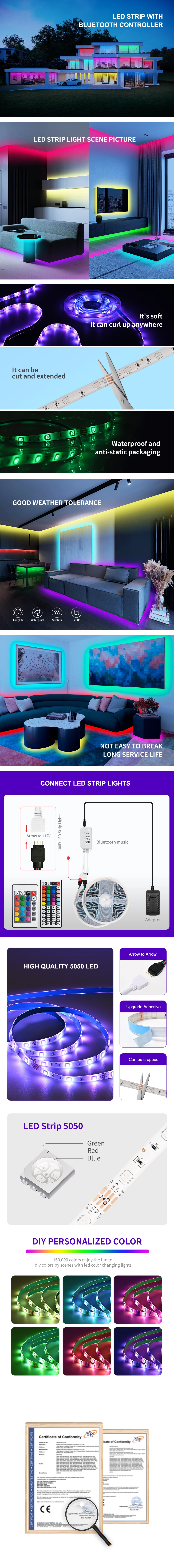 Luz de Led para Quarto Fita Negra Lampada Leds Decoração Luzes Natal Iluminação Luminaria Interior Automotivo Luminária Gamer Cozinha Gabinete Casa Halloween Páscoa Ano Novo Aniversário Festa Bar Rgb 5050 1 Computers & Electronics