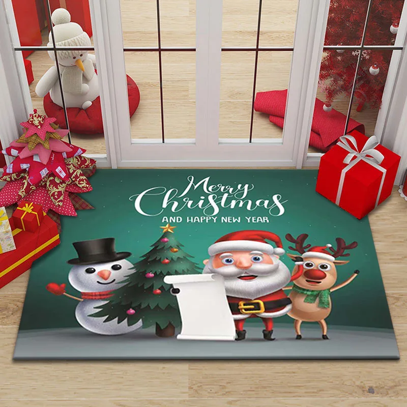 Santa Claus Home Entrance Door Mat Merry Christmas Non-Slip Hallway Bedroom Bathroom Living Room Rugs floor mat,plush rug,decorative carpet,silk wool rug,plush carpet,non slip carpet,imitated cashmere carpet