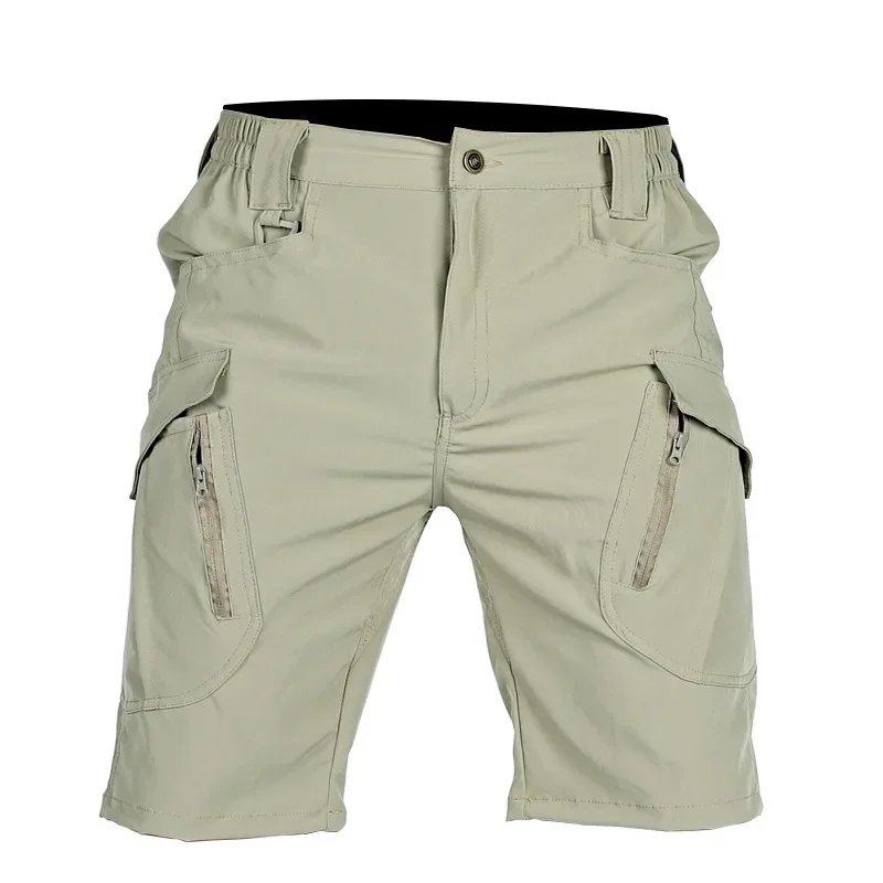 Summer Men Cargo Shorts Quick Dry Tactical Short Pants Multi-Pocket Shorts Men's Outdoor Hunting Fishing Knee Length Trousers