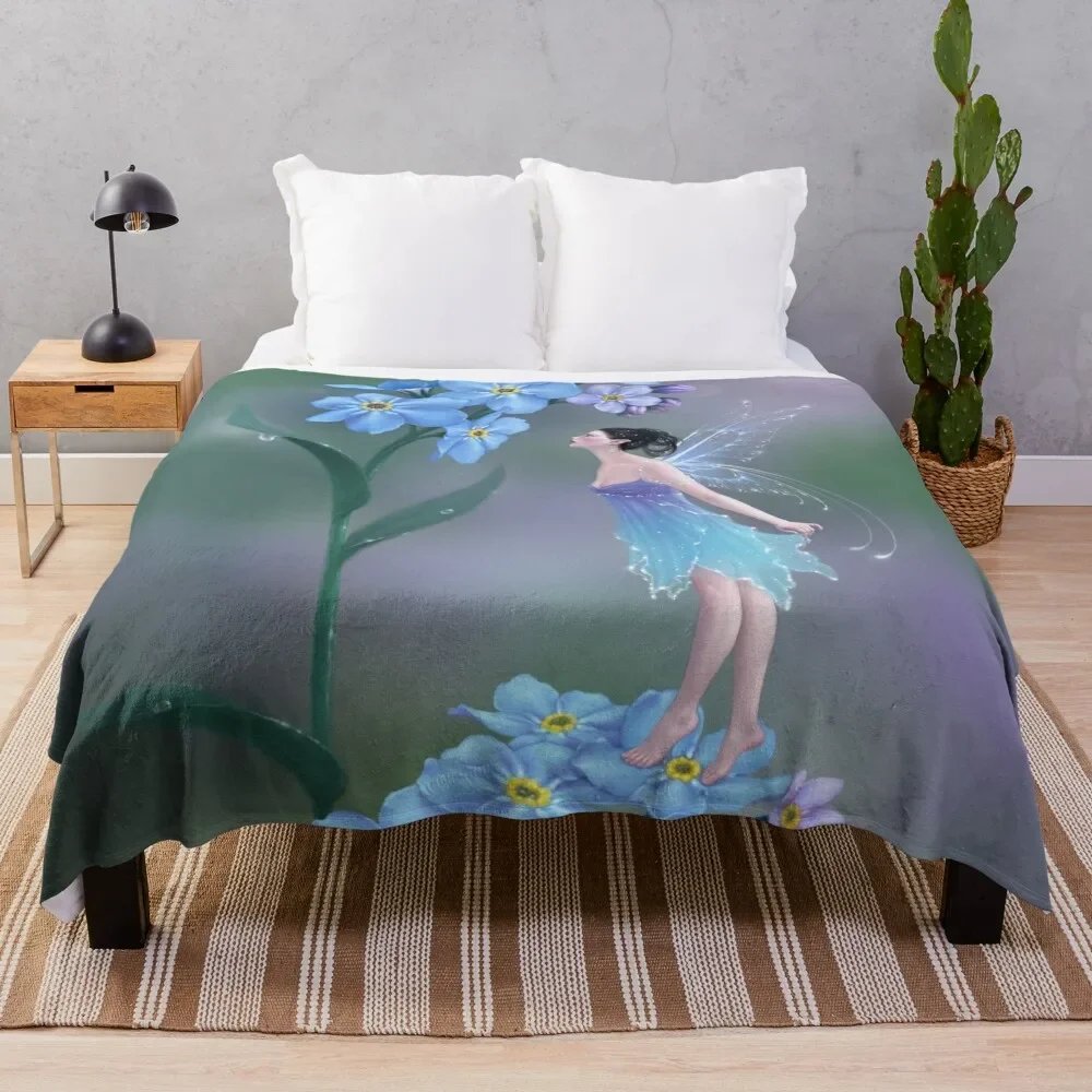 

Forget-Me-Not Flower Fairy Throw Blanket Decorative Throw Nap Blankets