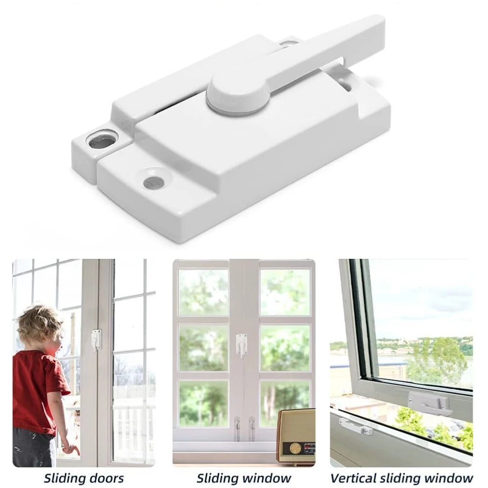 1pcs Zinc Alloy Sash Lock 60x25mm Sliding Casement Sash Vertical Slider Fitch Catch Lock White Hoem Door Window Hardware