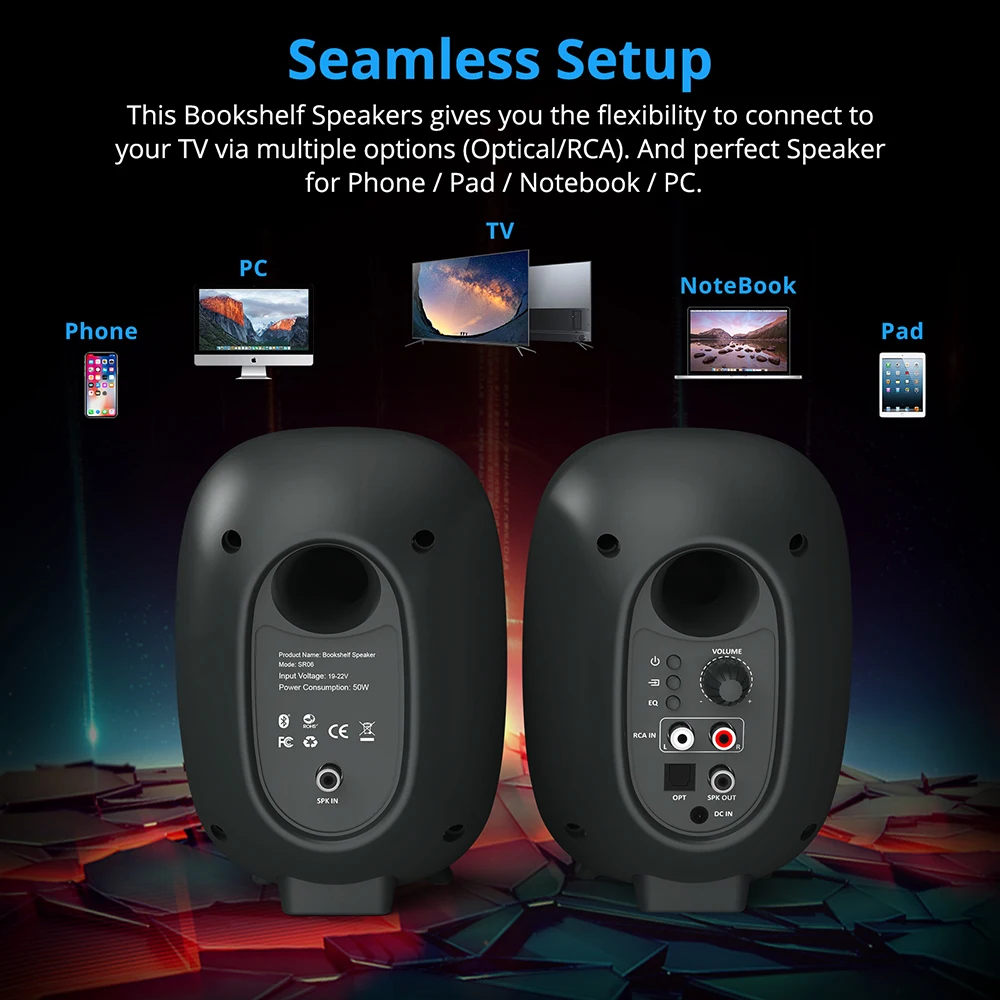 BestisanBluetooth Bookshelf Speakers SR06 60W HiFi Speaker, 59 OFF