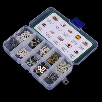 250PCS Micro Tactile Push Button Switch Car Remote Control Button Switch Momentary Key Touch Switch Assortment Set With Box