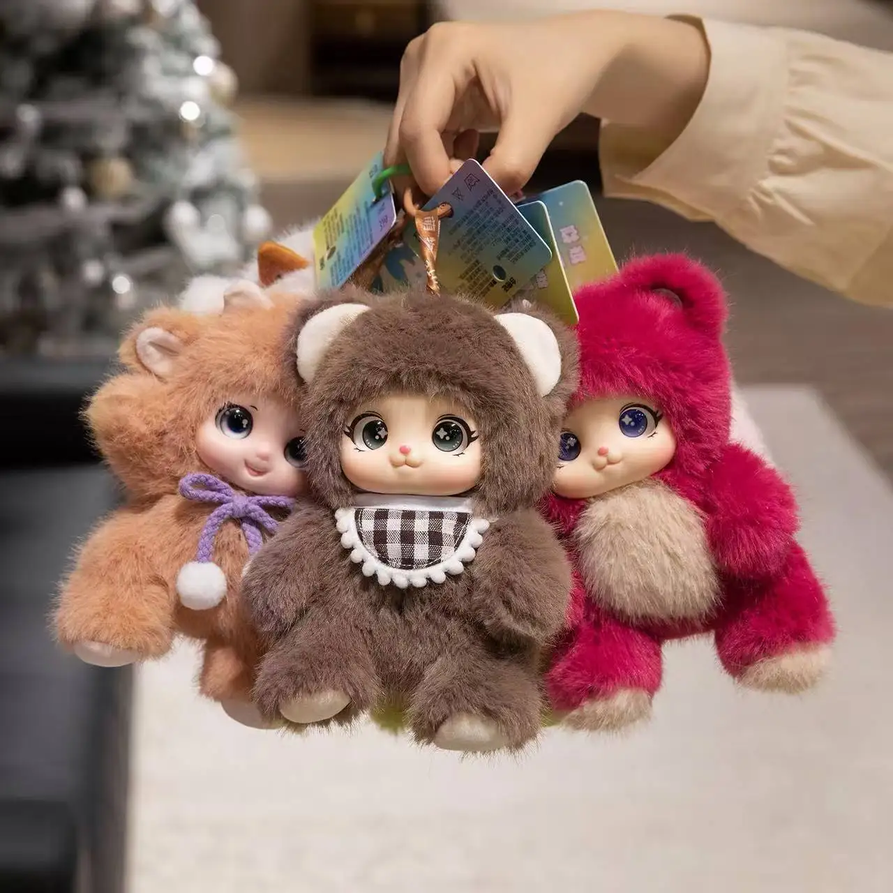 18cm Fragrance Plush Exquisite Vinyl Material PVC Doll High Quality Pink Rabbit,Strawberry Bear Plush Keychain Bagpack Decor