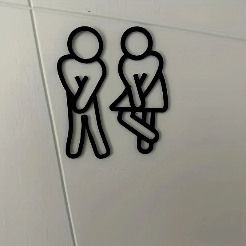 Funny Bathroom Signs Women Creative 2D Flat Restroom Door Decor Restaurant...