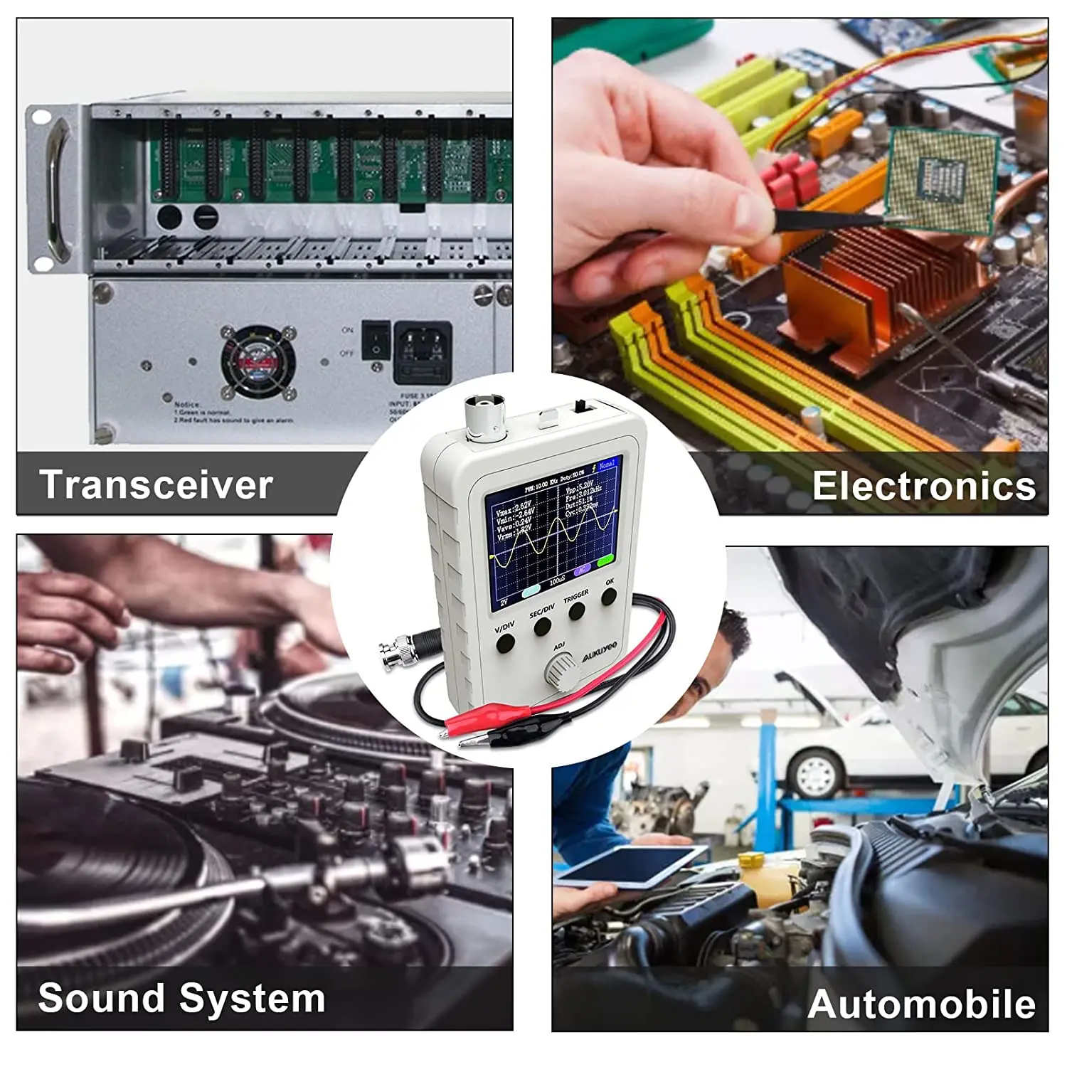 FNIRSI 2.4&rdquo; TFT Handheld Digital Oscilloscope Kit 0-200KHz Bandwidth 1M Sampling Rate with BNC-Clip Cable Probe and Power Supply digital oscilloscope oscilloscope probe kit
