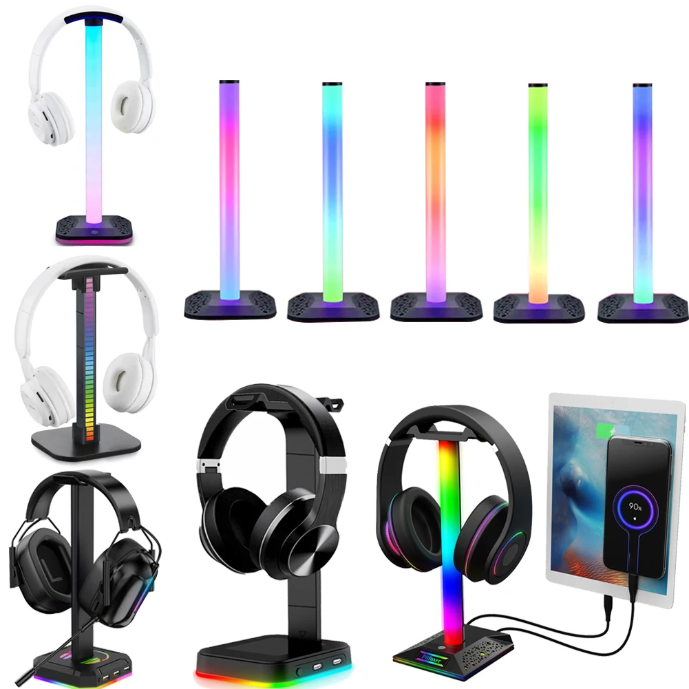 Rgb Gaming Headphone Stand Desktop Earphone Holder Hanger Gamer Headconjunto Display Stand Headset Holder Hanger Fone de Ouvido Acessórios