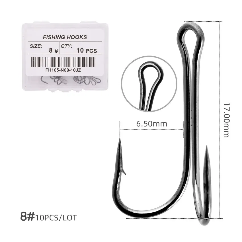 10pcs Long Shank Double Hook Weedless Fishing hook Fly Tying Duple Hook for Jig Bass Fish Hook